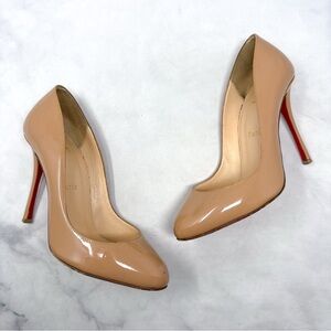 Christian Louboutin Merci Allen 100 Patent Leather Stiletto Heel Pumps Nude 37.5